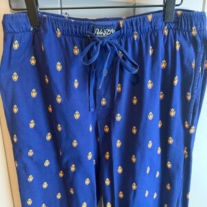 Polo Ralph Lauren Blue Lounge Jogger Pants Gold Crest Logo Men’s Large
